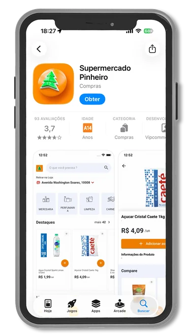 Página do aplicativo do Supermercado Pinheiro na App Store